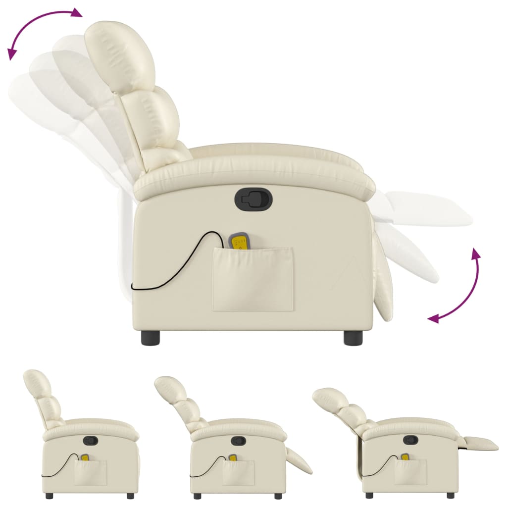Massagesessel mit Relaxfunktion, Kunstleder, Creme