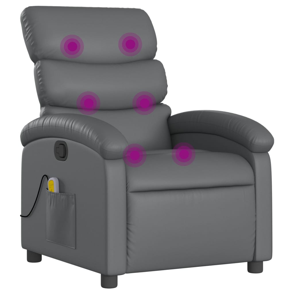 Massagesessel Relaxsessel Grau Kunstleder