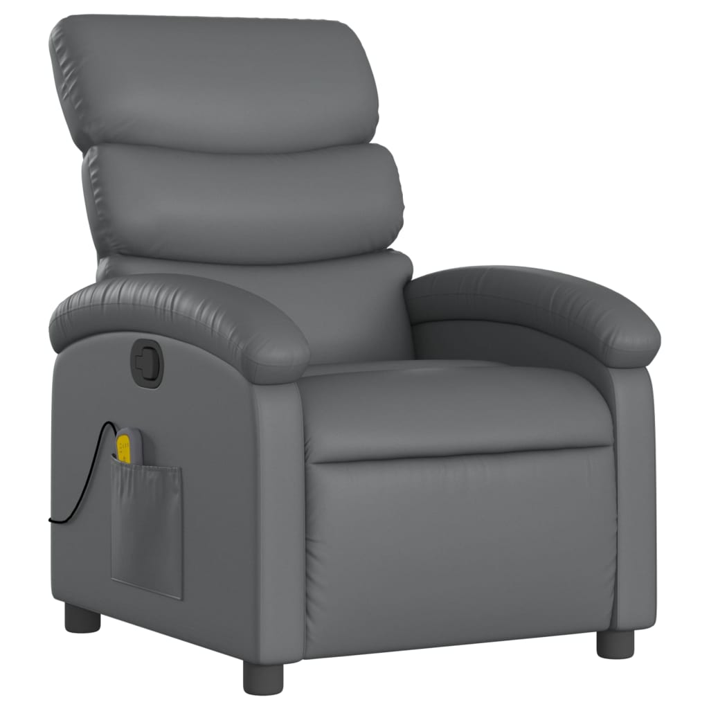 Massagesessel Relaxsessel Grau Kunstleder