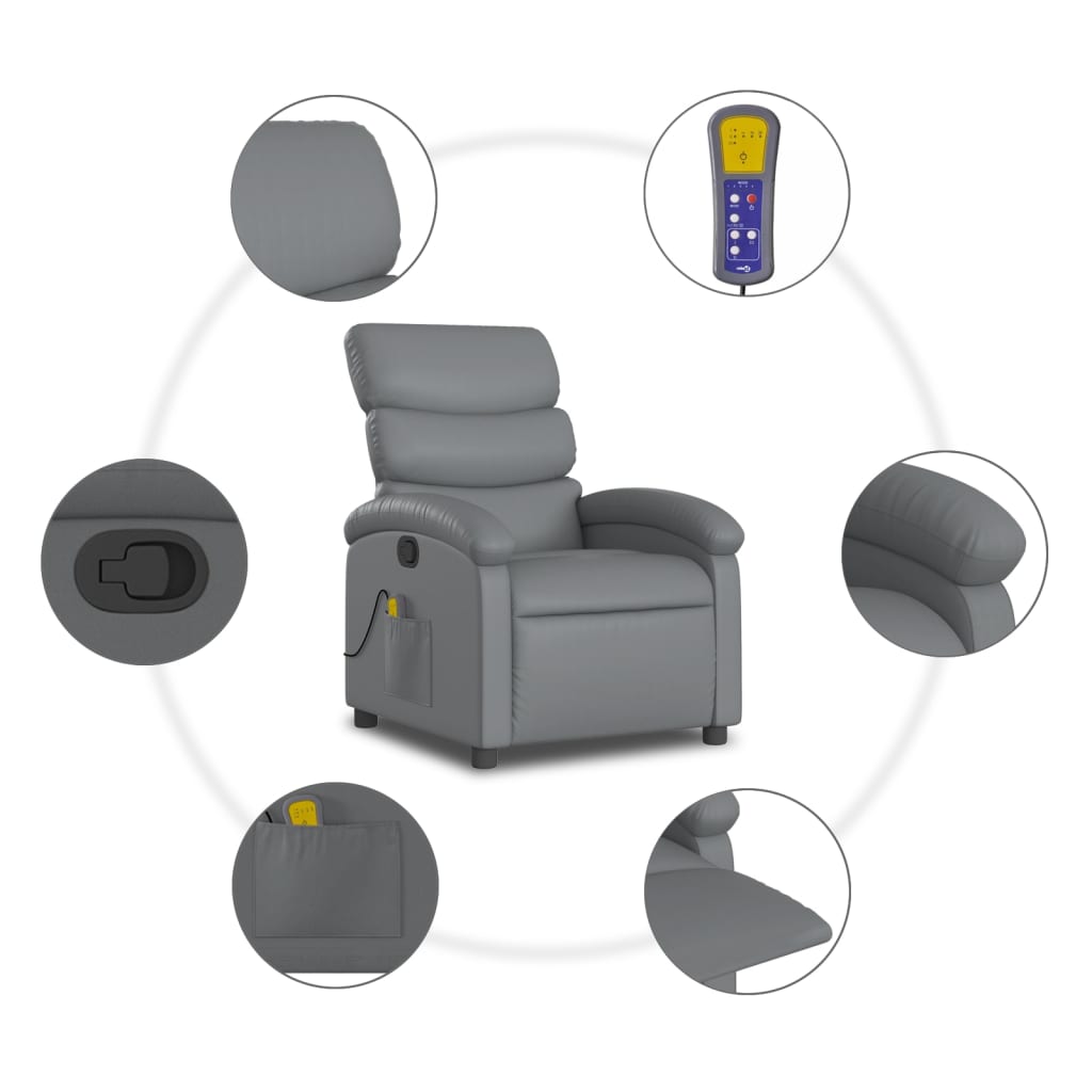 Massagesessel Relaxsessel Grau Kunstleder