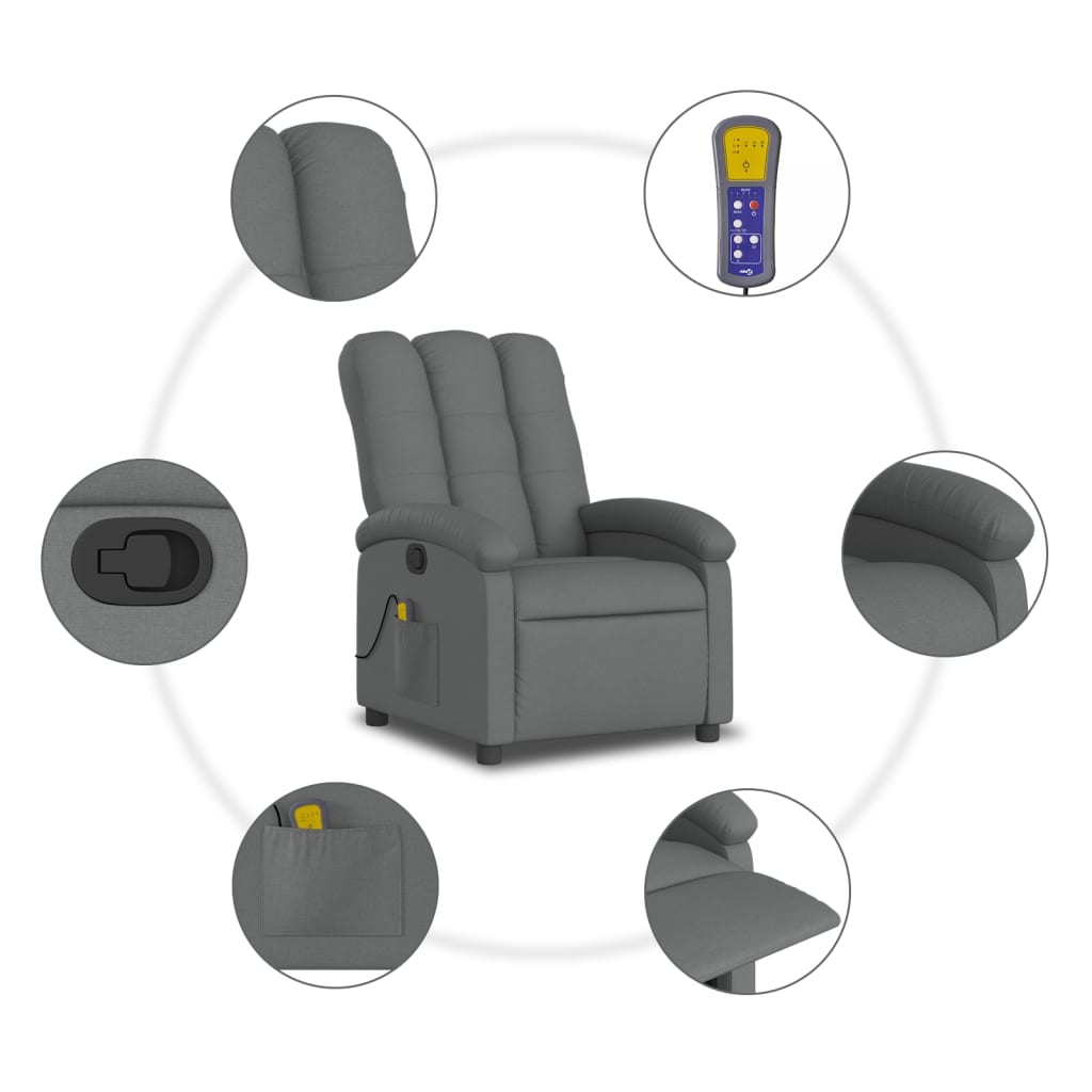 Massage-Relaxsessel, Stoff, Dunkelgrau