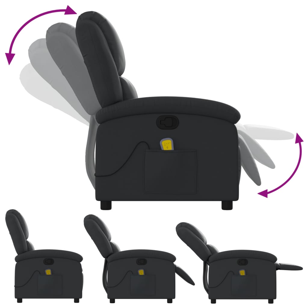 Massagesessel Relaxsessel Echtleder Schwarz