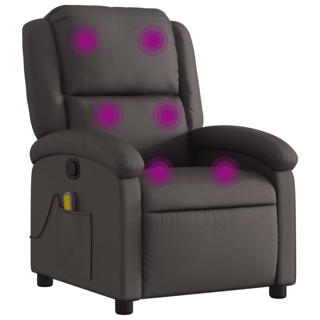 Massagesessel Relaxsessel Dunkelbraun Echtleder