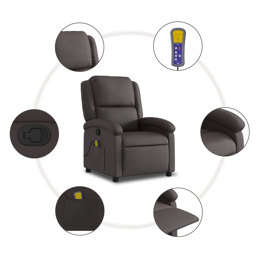 Massagesessel Relaxsessel Dunkelbraun Echtleder