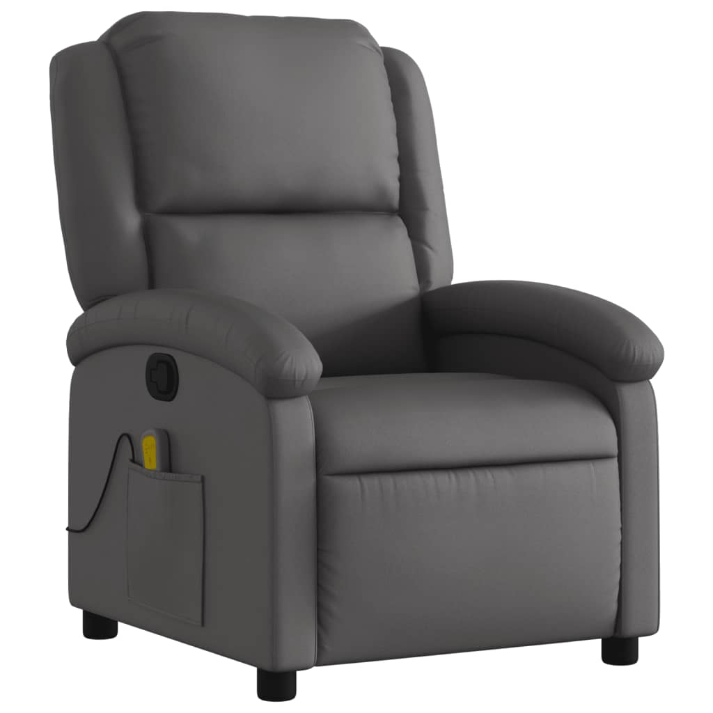 Massagesessel Relaxsessel Echtleder Grau