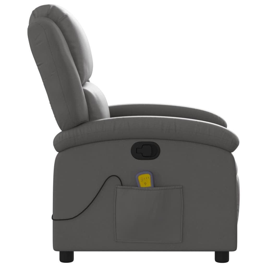 Massagesessel Relaxsessel Echtleder Grau