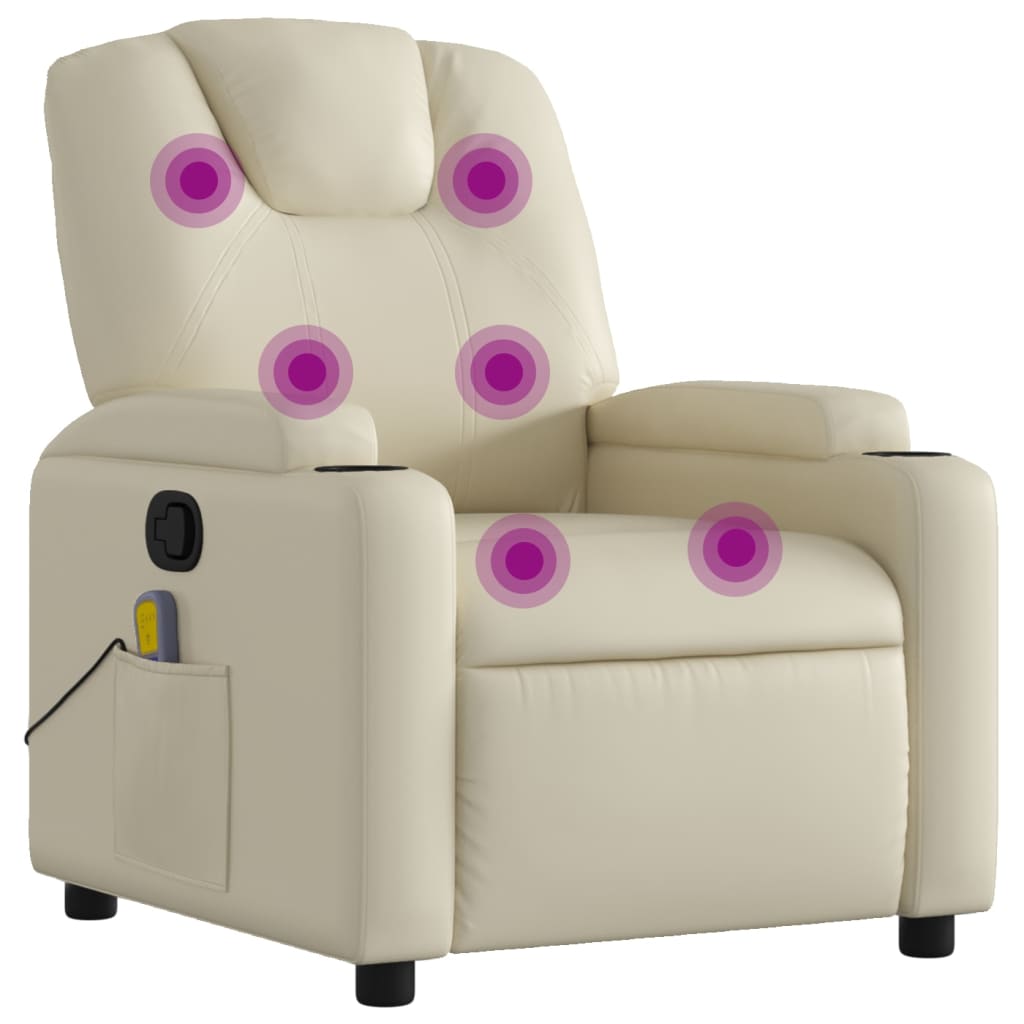 Massagesessel mit Relaxfunktion, Kunstleder, Creme