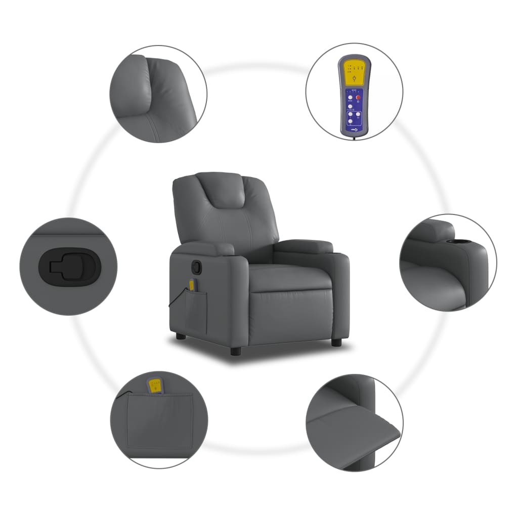 Massagesessel Relaxsessel Grau Kunstleder
