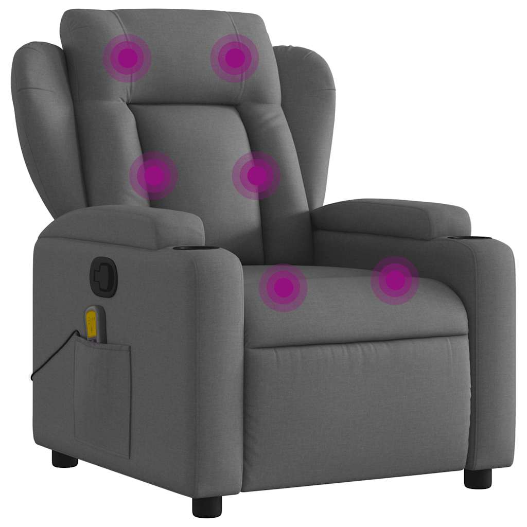 Massage-Relaxsessel, Stoff, Dunkelgrau