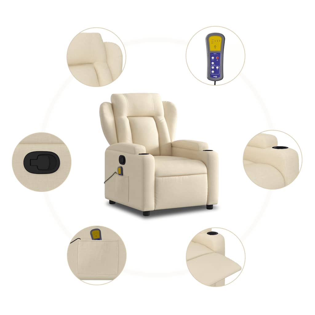 Massage-Relaxsessel, cremefarbener Stoff