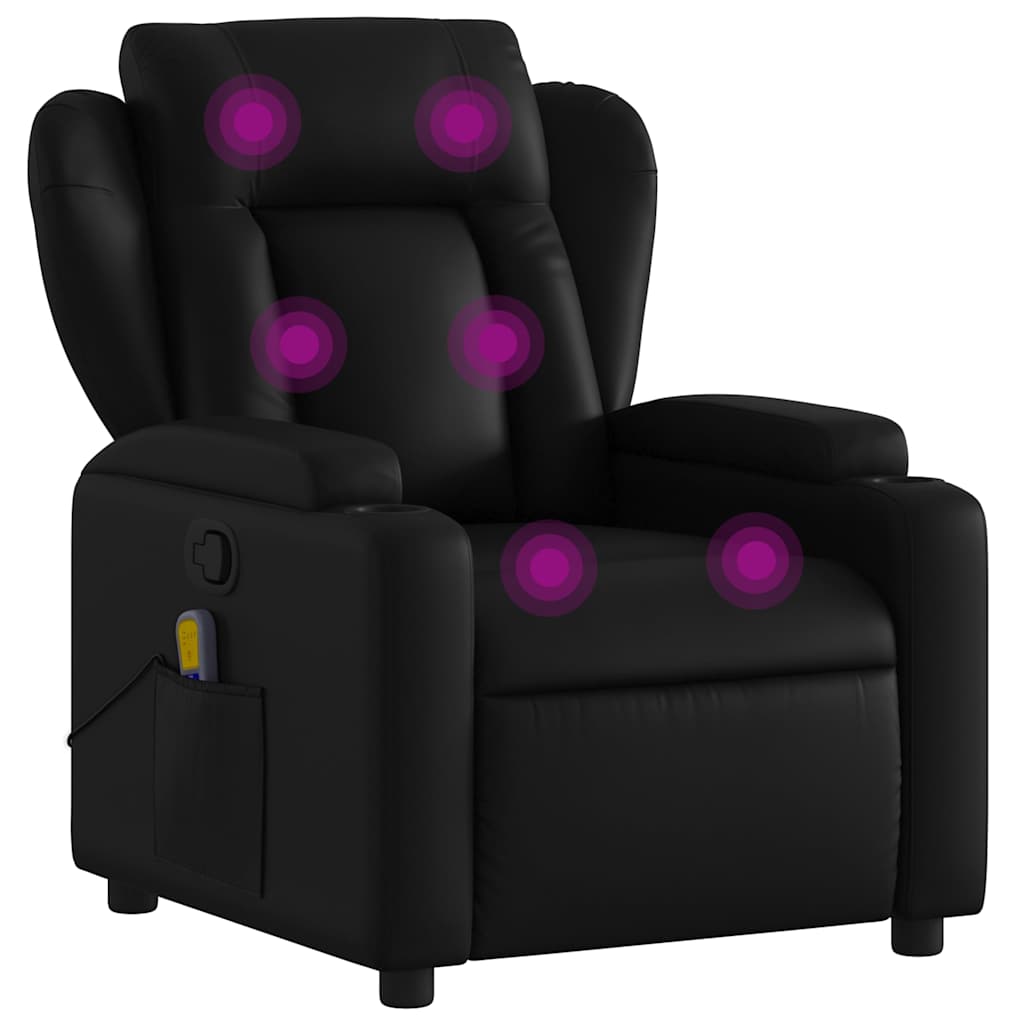 Massage-Relaxsessel, Kunstleder, Schwarz
