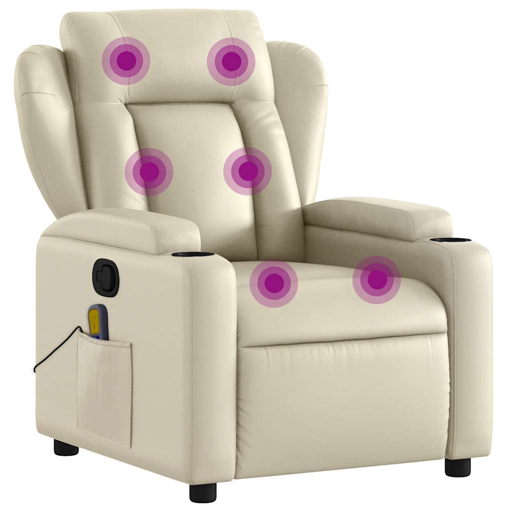 Massagesessel mit Relaxfunktion, Kunstleder, Creme