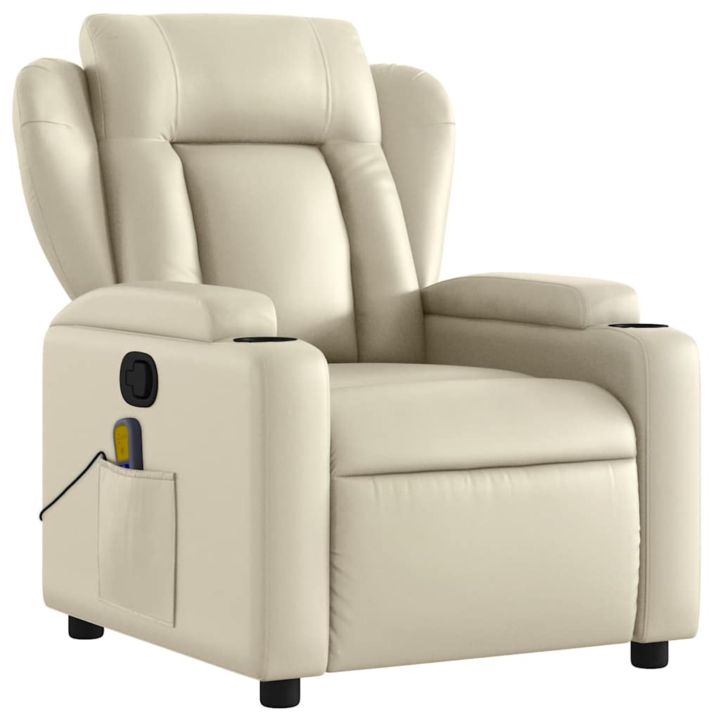 Massagesessel mit Relaxfunktion, Kunstleder, Creme
