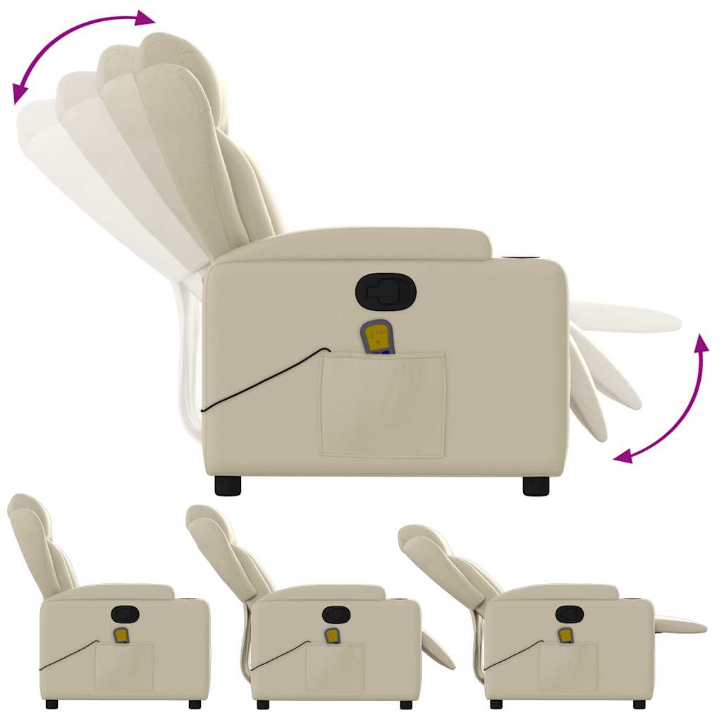Massagesessel mit Relaxfunktion, Kunstleder, Creme
