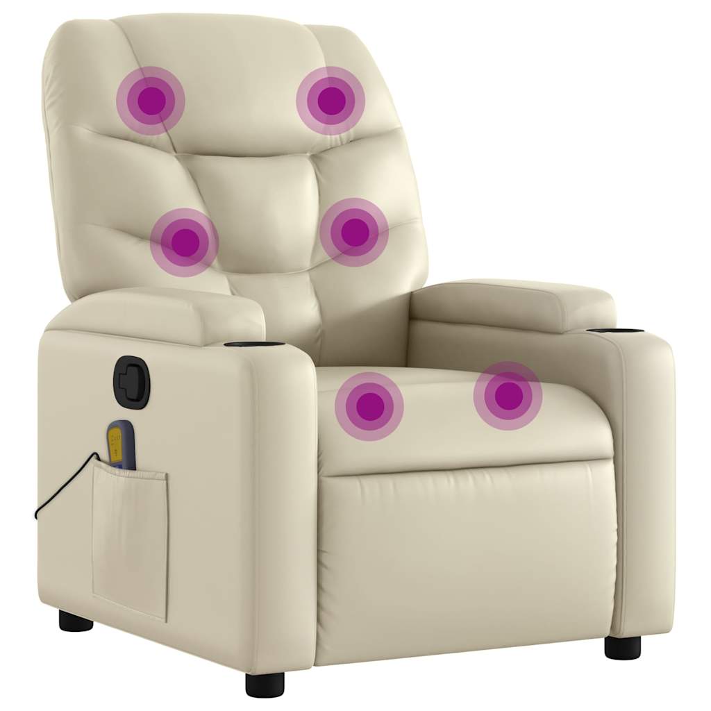 Massagesessel mit Relaxfunktion, Kunstleder, Creme