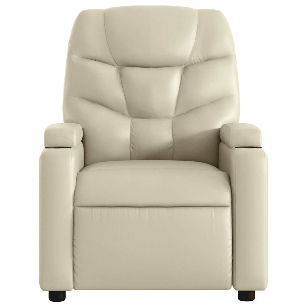 Massagesessel mit Relaxfunktion, Kunstleder, Creme