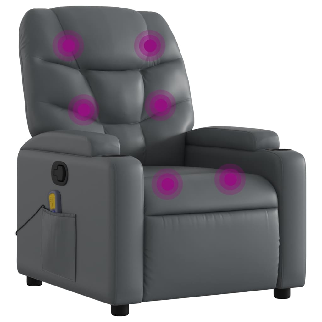 Massagesessel Relaxsessel Grau Kunstleder