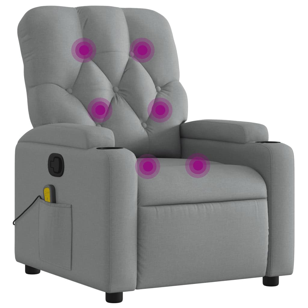 Massage-Relaxsessel, hellgrauer Stoff