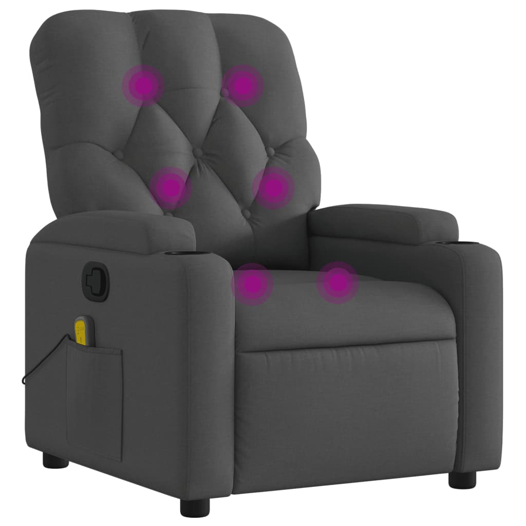Massage-Relaxsessel, Stoff, Dunkelgrau