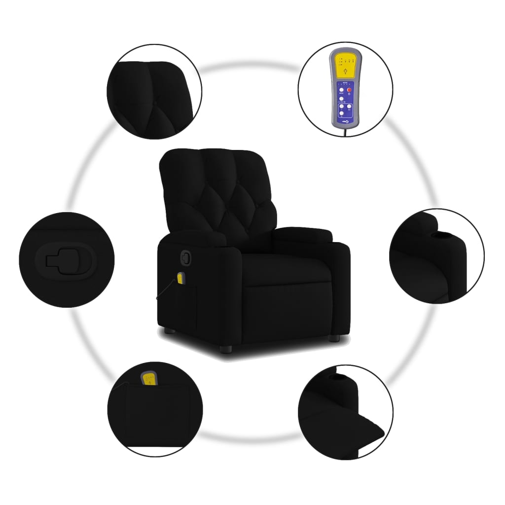 Massage-Relaxsessel, schwarzer Stoff