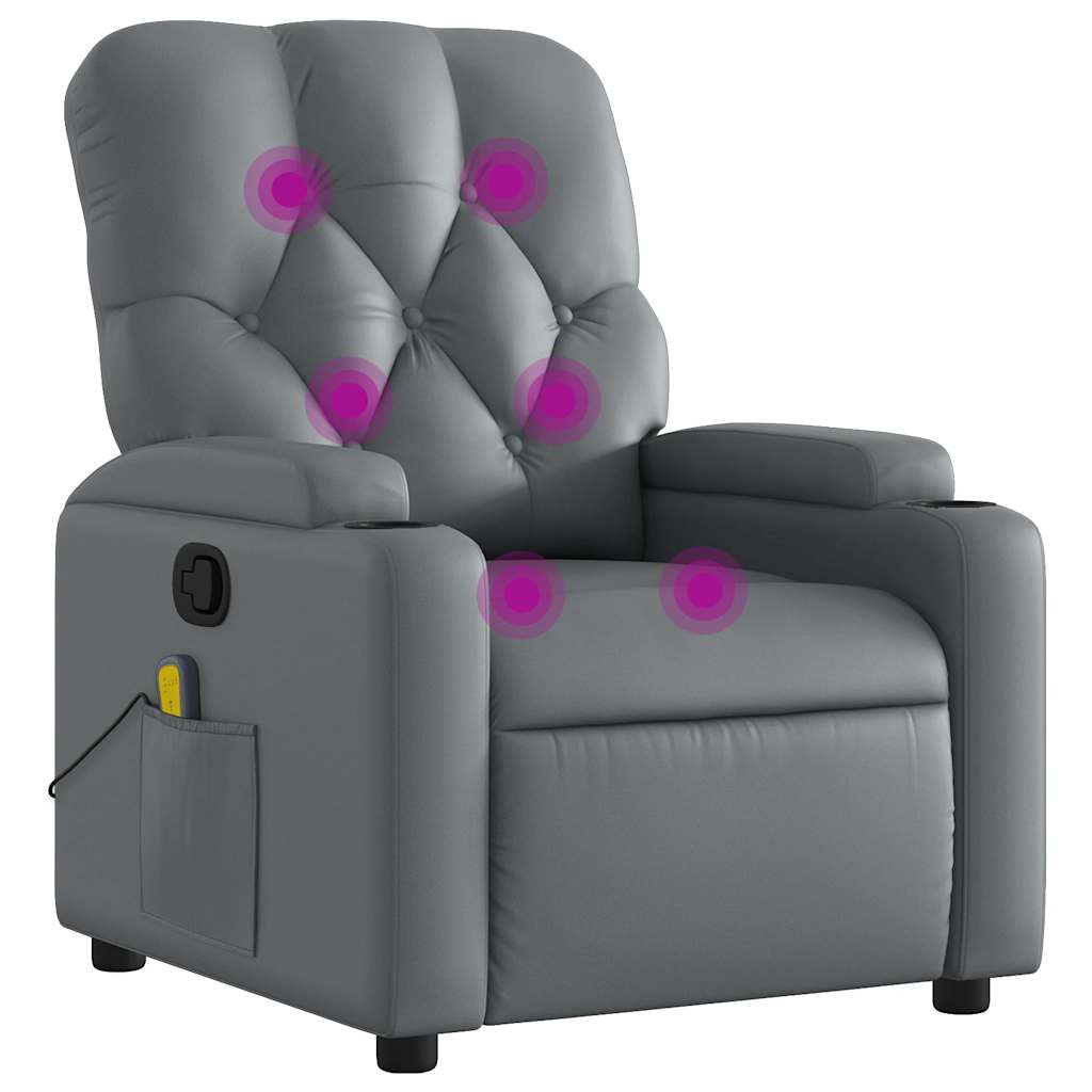 Massagesessel Relaxsessel Grau Kunstleder