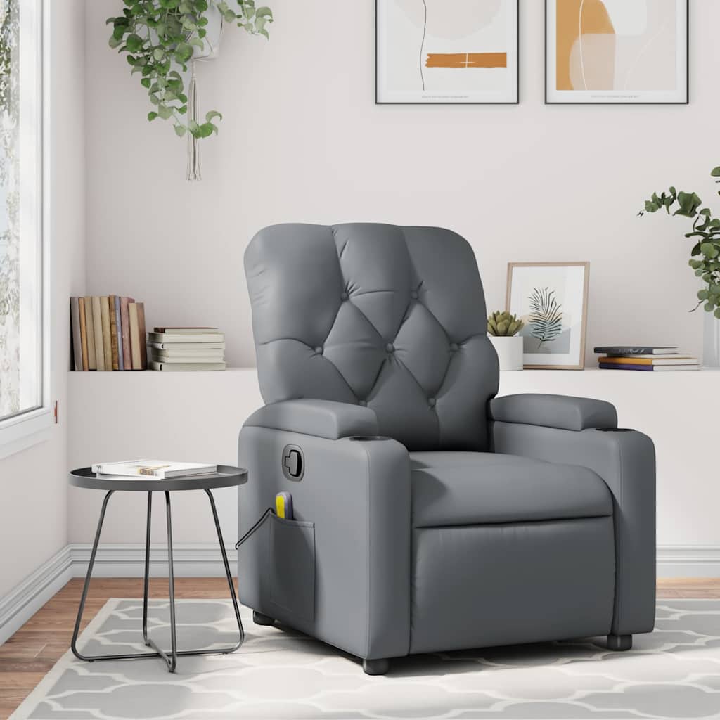 Massagesessel Relaxsessel Grau Kunstleder