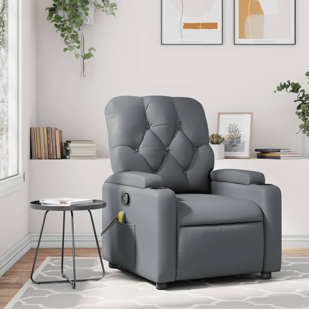 Massagesessel Relaxsessel Grau Kunstleder