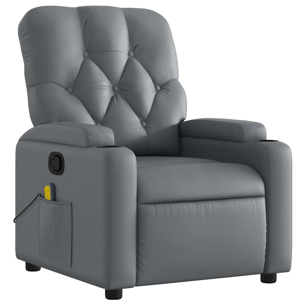 Massagesessel Relaxsessel Grau Kunstleder