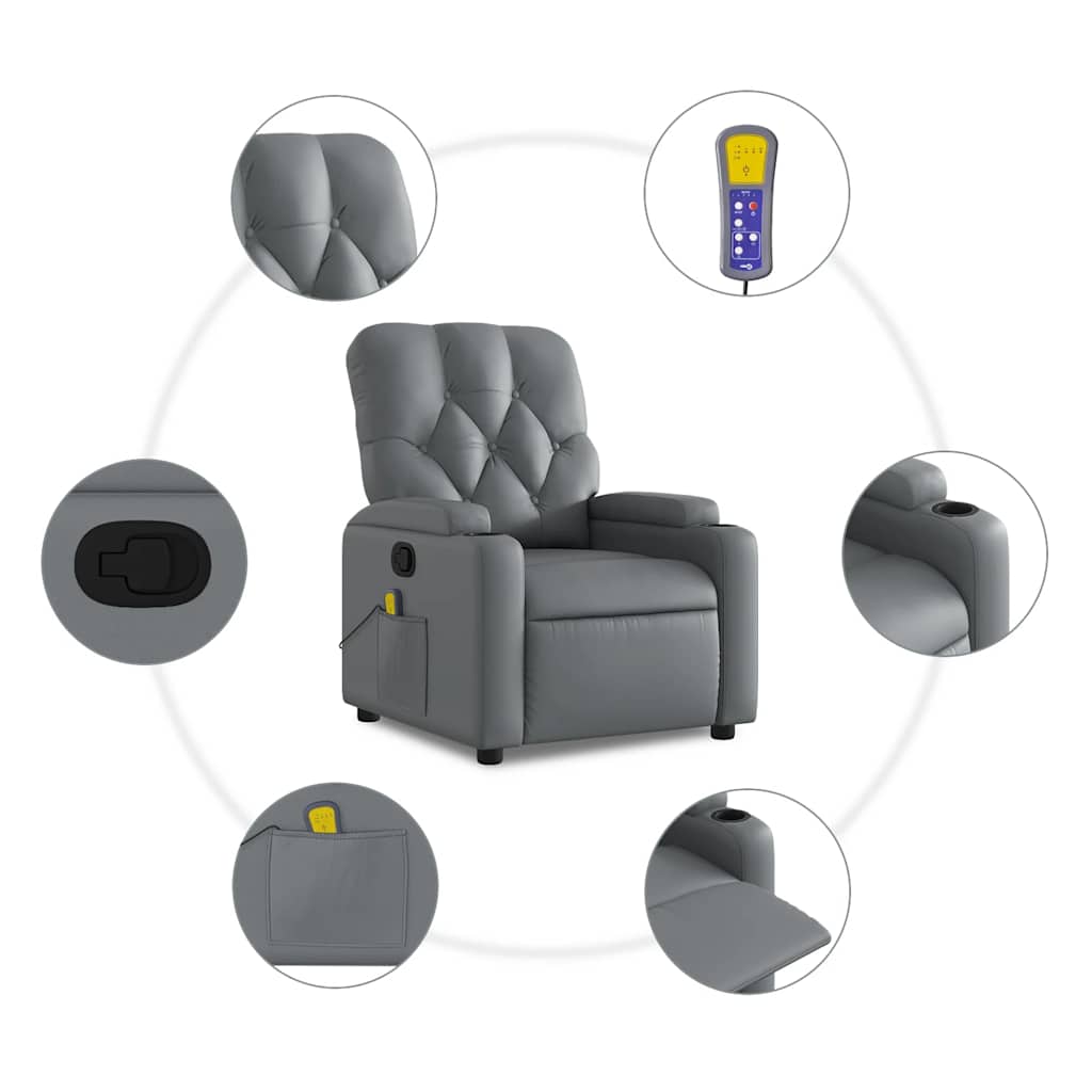 Massagesessel Relaxsessel Grau Kunstleder
