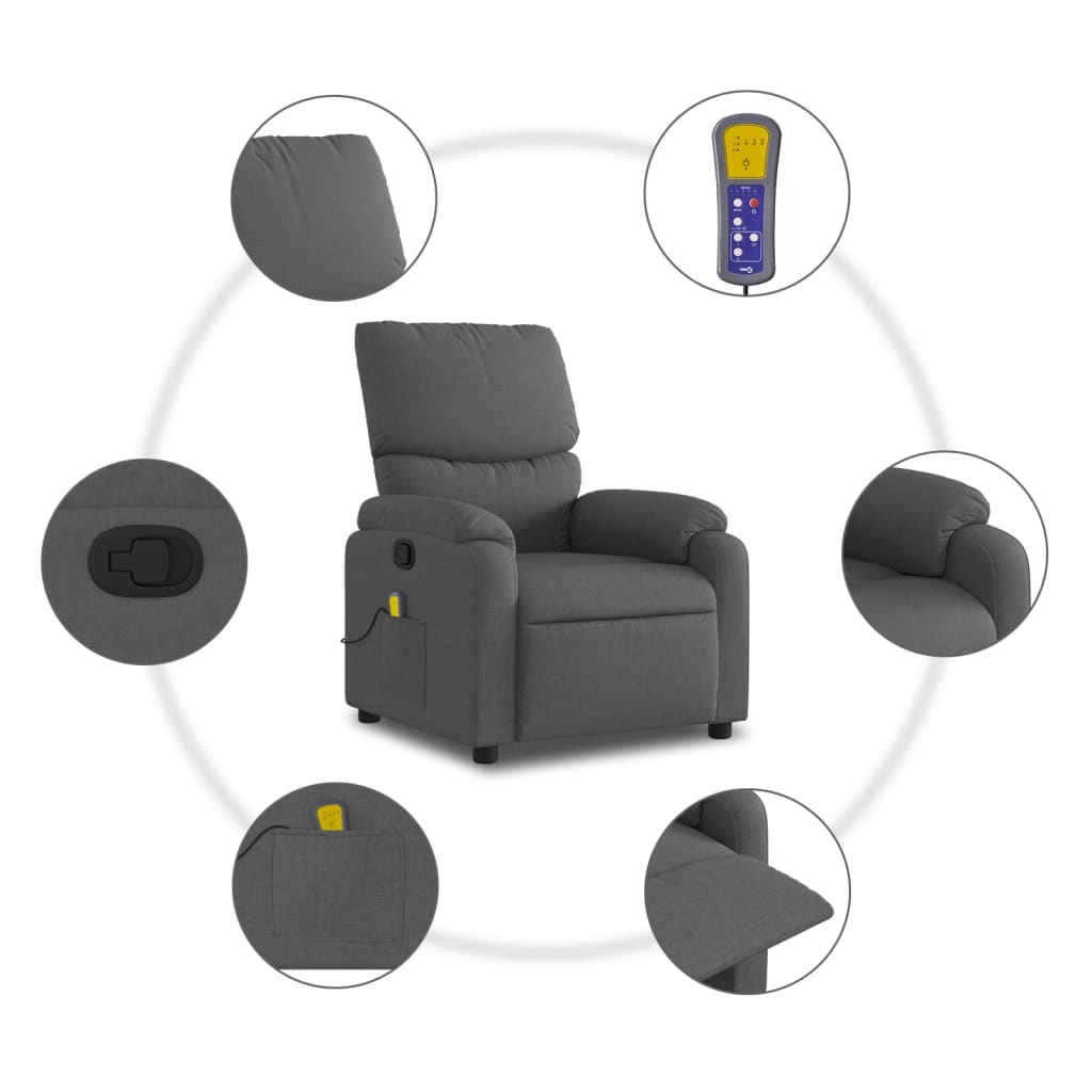 Massage-Relaxsessel, Stoff, Dunkelgrau