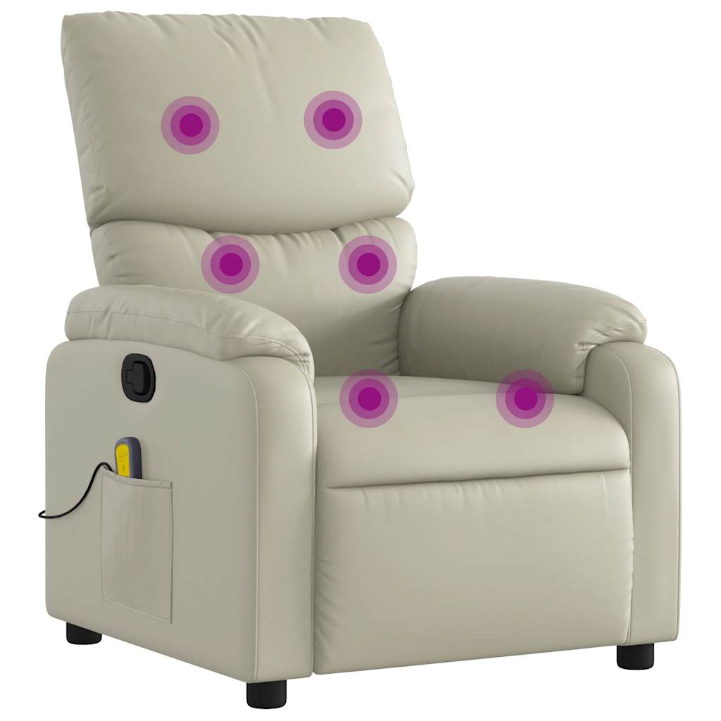 Massagesessel mit Relaxfunktion, Kunstleder, Creme