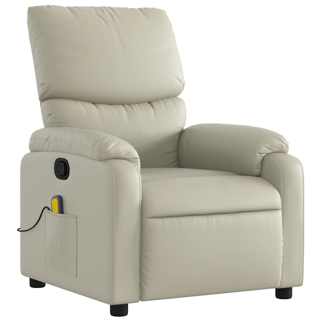 Massagesessel mit Relaxfunktion, Kunstleder, Creme