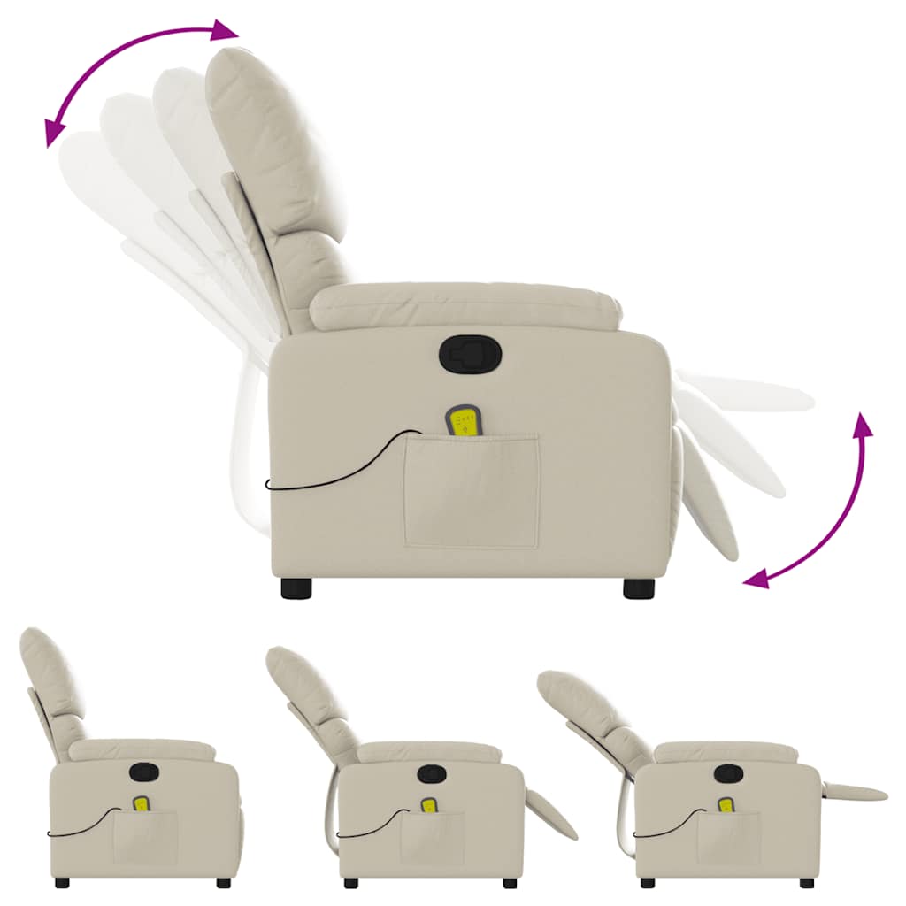Massagesessel mit Relaxfunktion, Kunstleder, Creme