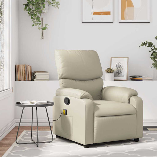 Massagesessel mit Relaxfunktion, Kunstleder, Creme