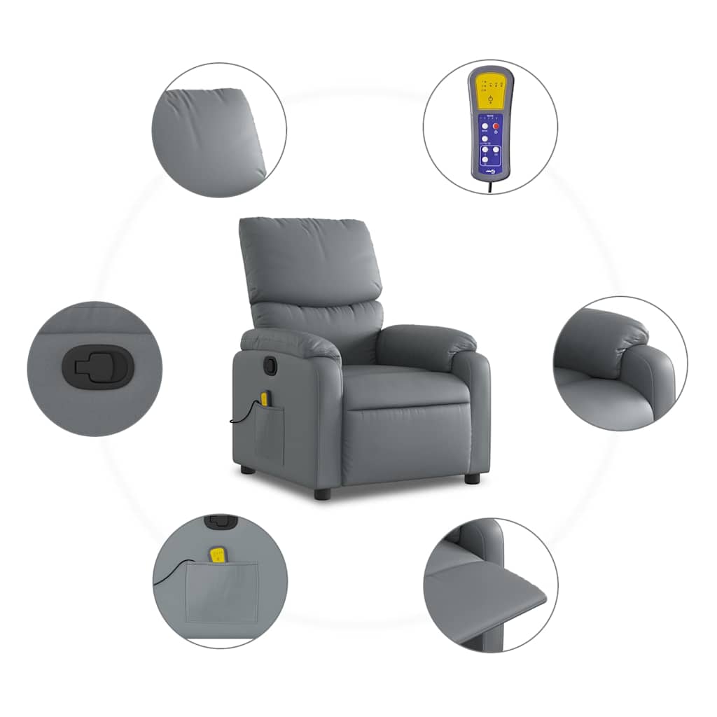 Massagesessel Relaxsessel Grau Kunstleder
