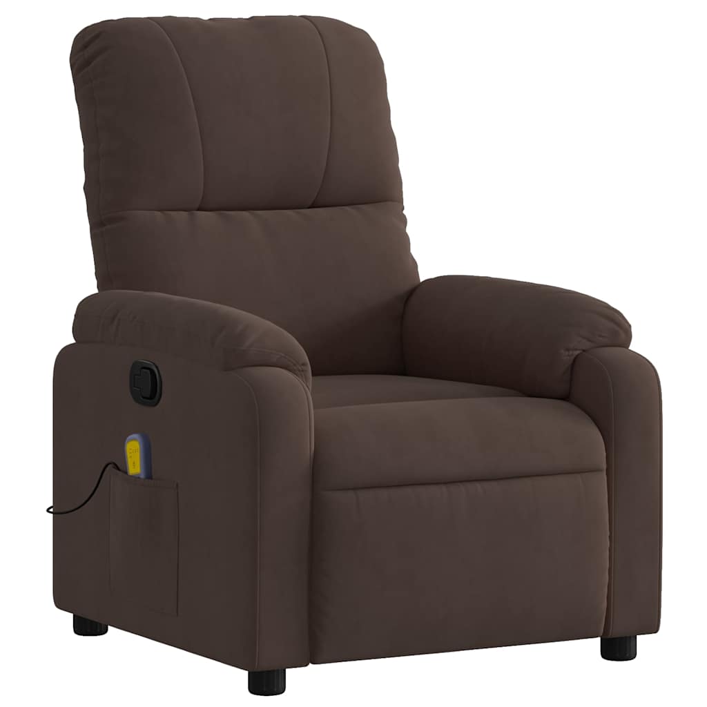 Massagesessel mit Liegefunktion, braun, Mikrofaserstoff