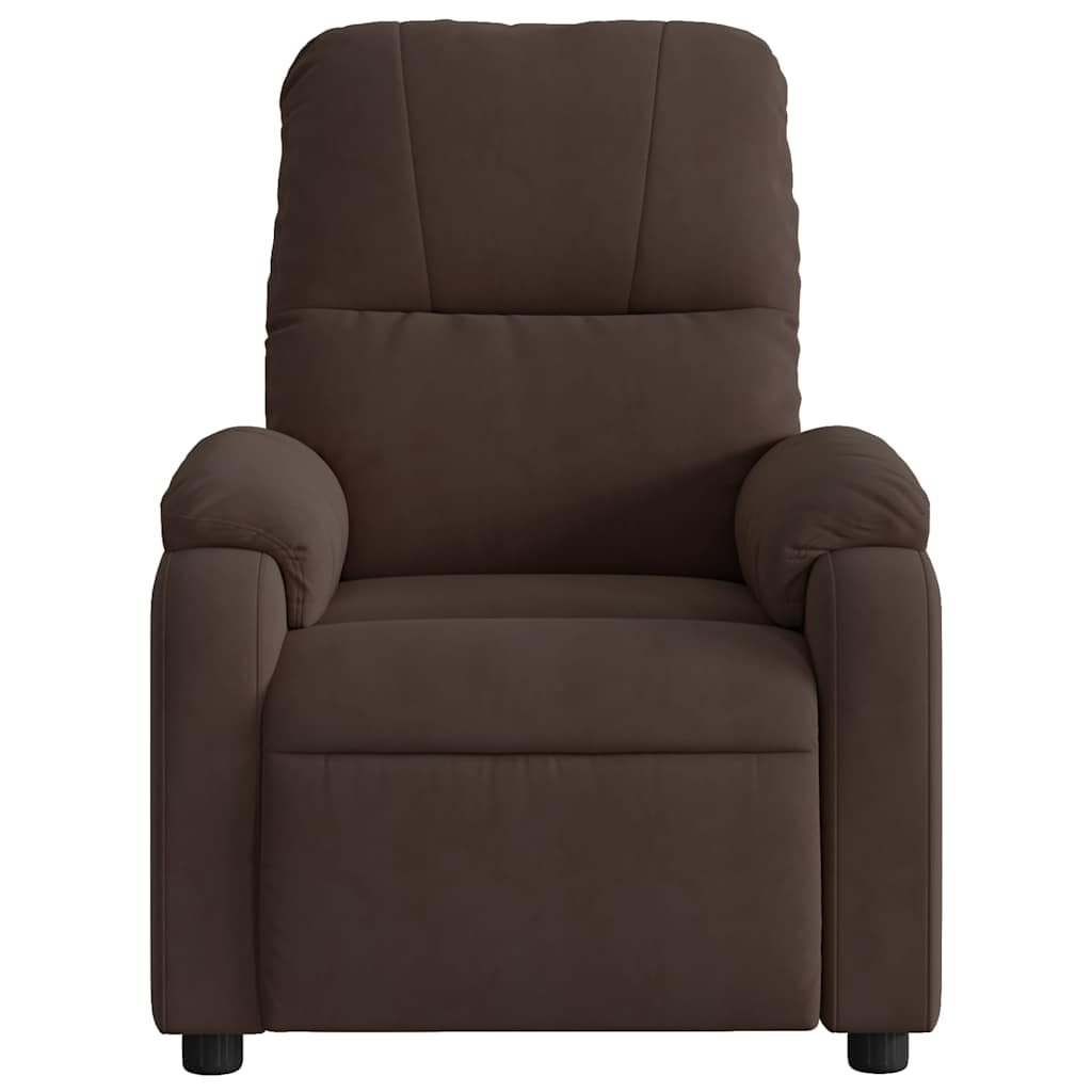 Massagesessel mit Liegefunktion, braun, Mikrofaserstoff