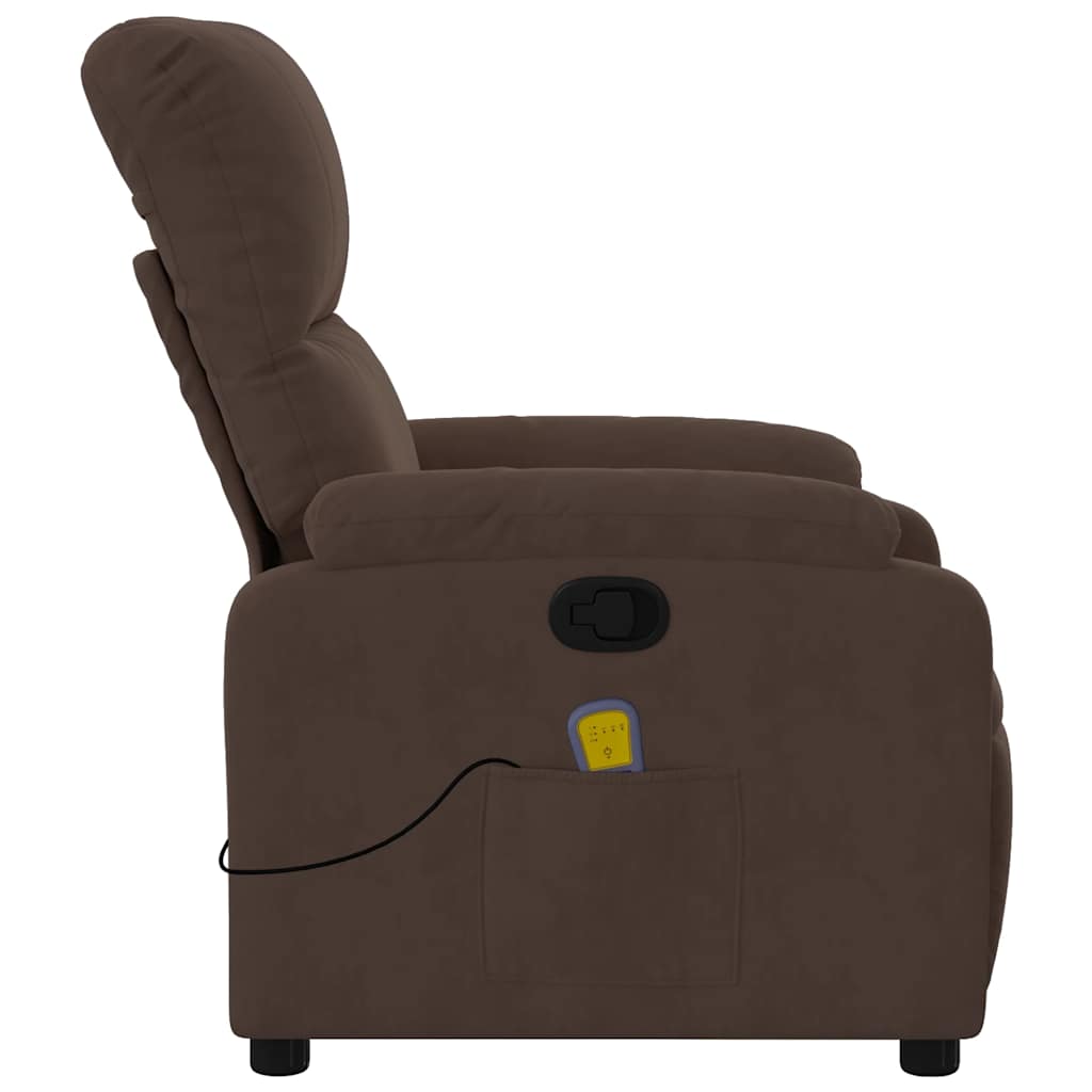 Massagesessel mit Liegefunktion, braun, Mikrofaserstoff