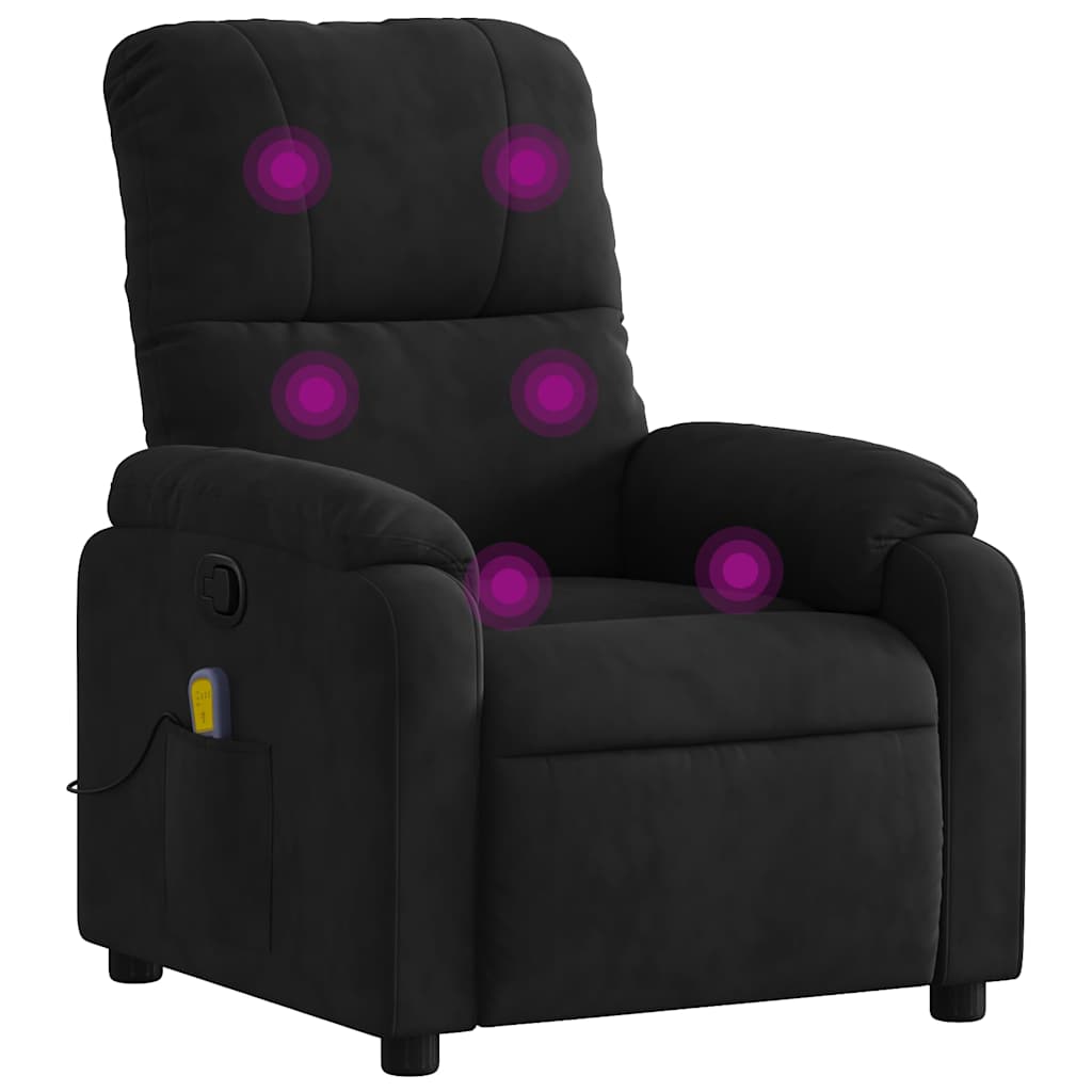 Massage-Relaxsessel, schwarzer Mikrofaserstoff