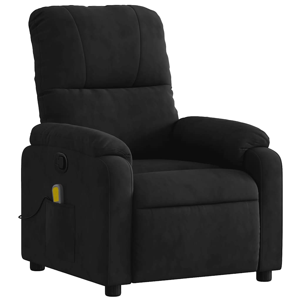 Massage-Relaxsessel, schwarzer Mikrofaserstoff