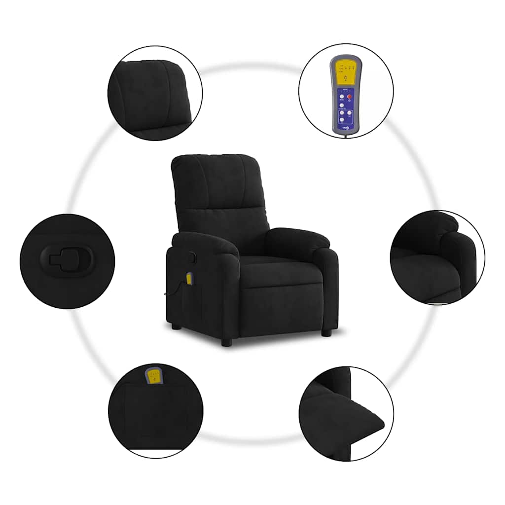 Massage-Relaxsessel, schwarzer Mikrofaserstoff