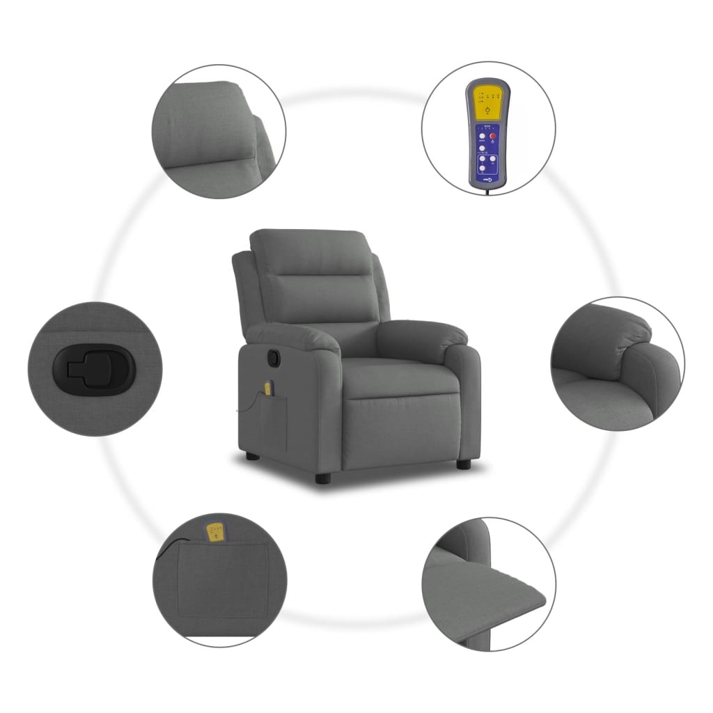 Massage-Relaxsessel, Stoff, Dunkelgrau