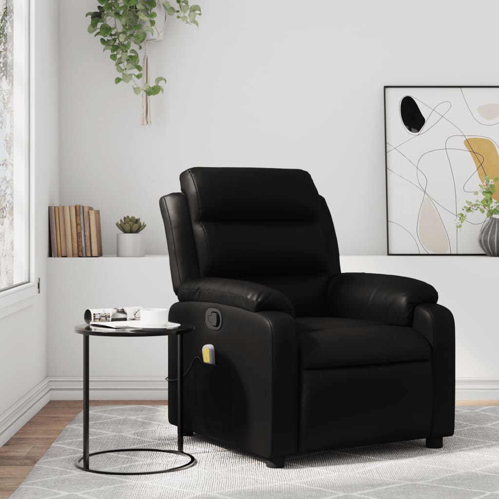 Massage-Relaxsessel, Kunstleder, Schwarz