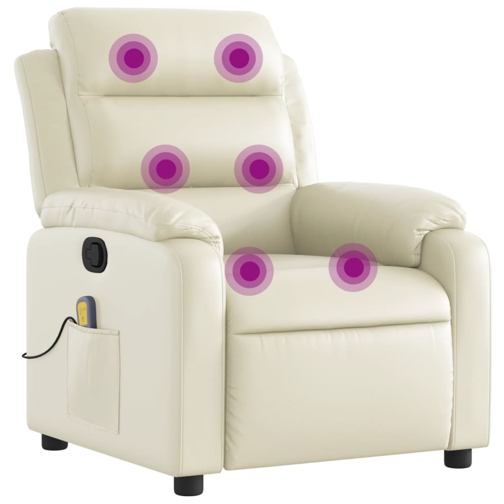 Massagesessel mit Relaxfunktion, Kunstleder, Creme