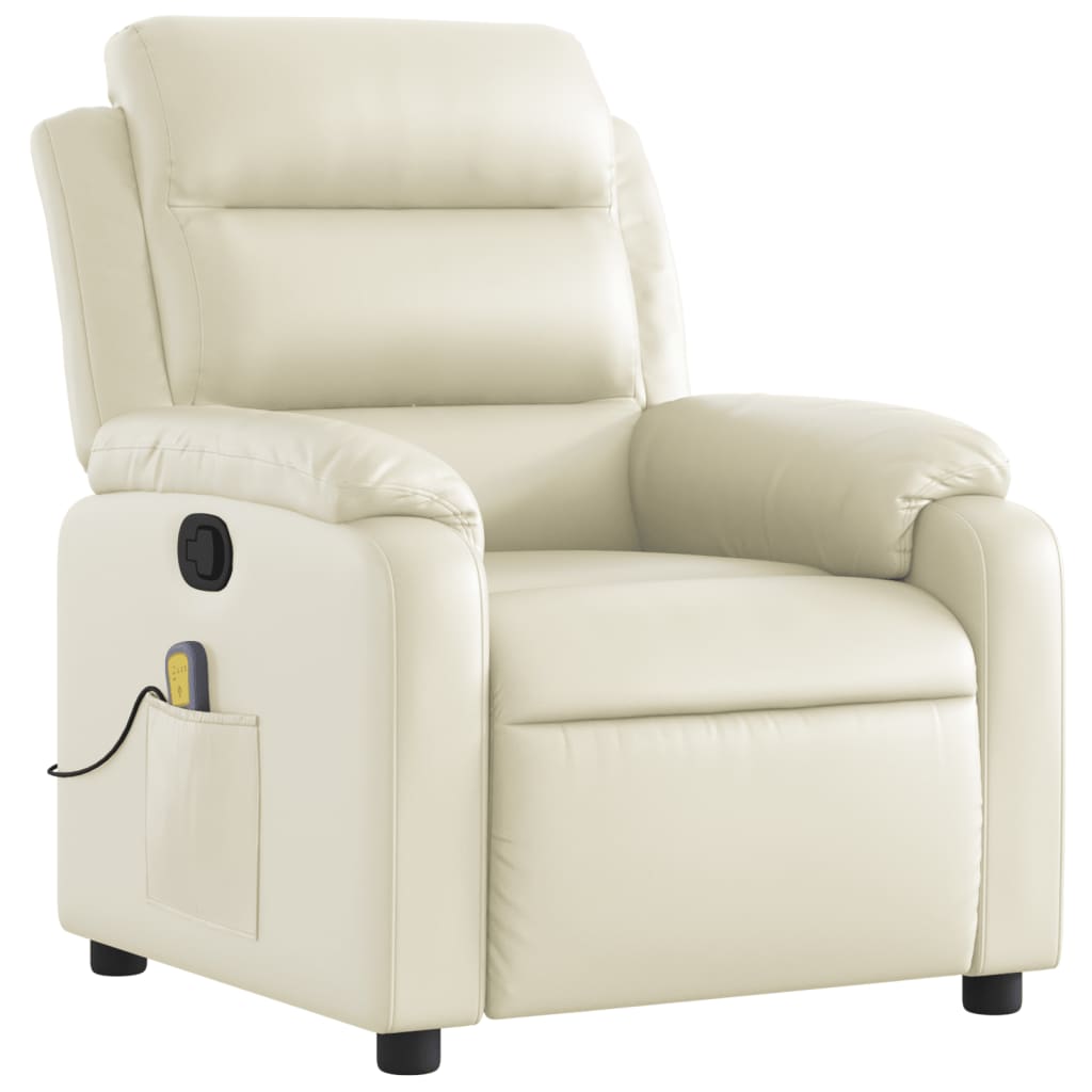 Massagesessel mit Relaxfunktion, Kunstleder, Creme