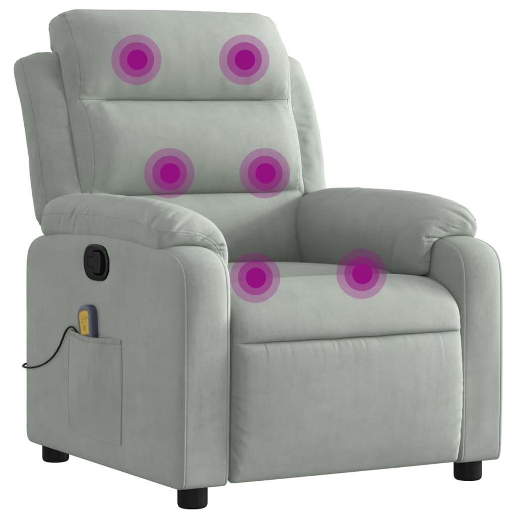 Massage-Relaxsessel, hellgrauer Samt