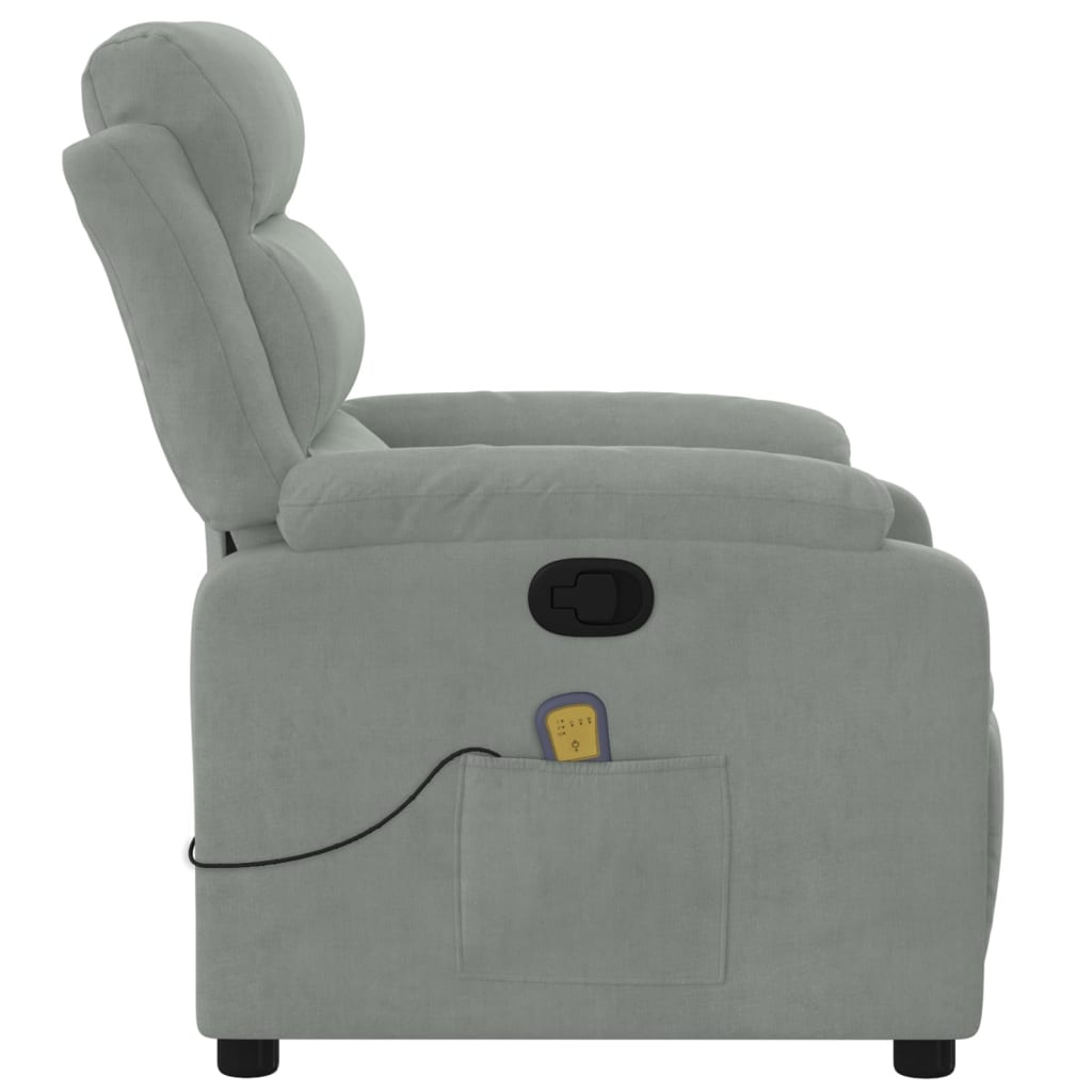 Massage-Relaxsessel, hellgrauer Samt