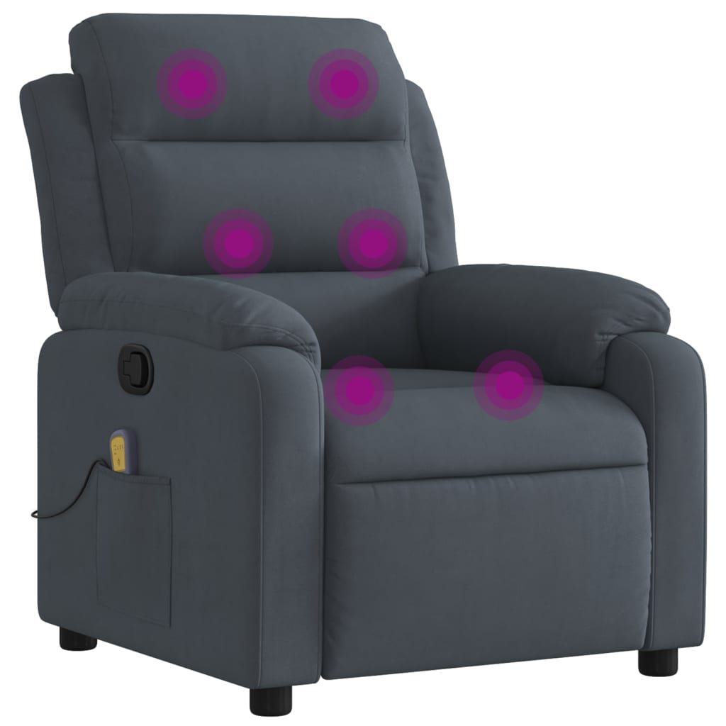 Massage-Relaxsessel, dunkelgrauer Samt