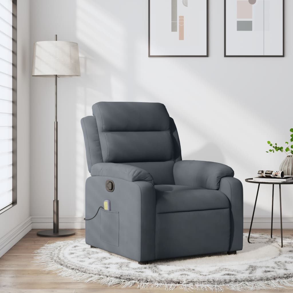 Massage-Relaxsessel, dunkelgrauer Samt