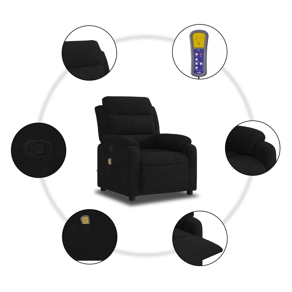 Massage-Relaxsessel, schwarzer Samt